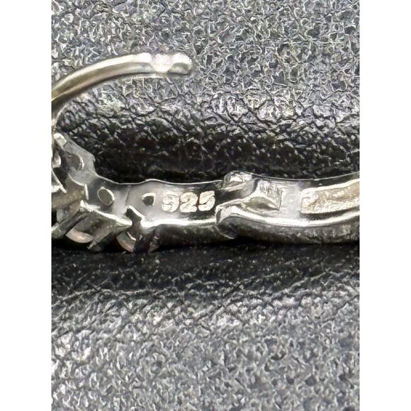 New Condition Dainty Sterling Silver Lab Opal Huggie Earrings 925 - Picture 6 of 8